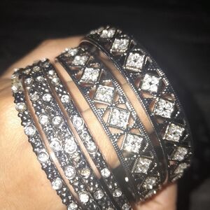 Crystal-Accent Black Bangle Bracelet Set - Women Jewelry